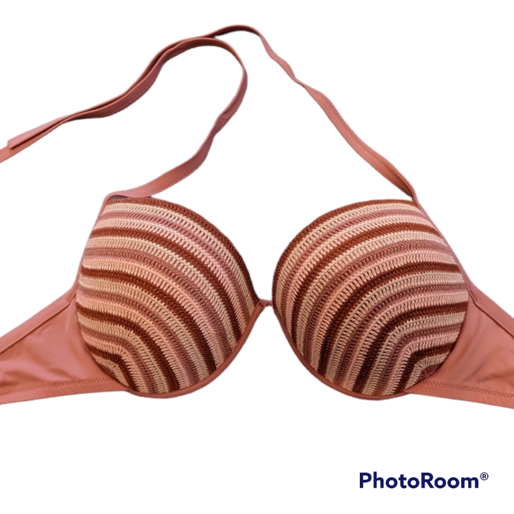 Crochet Detail Large Bust Underwire Bikini Top